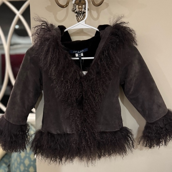 Lili Gaufrette Other - Lili Gaufrette Pig Suede & Tibetan Wool Brown Penny Lane Coat | Size 4Y | NWT